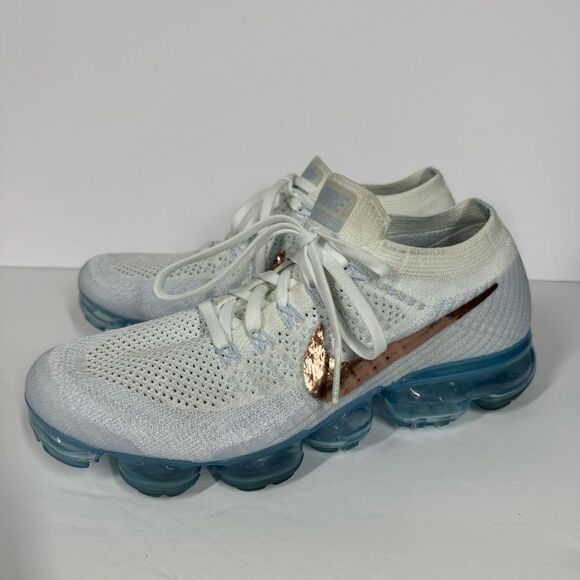 Nike Air VaporMax Flyknit Explorer Light Running Shoes White Blue Sneakers 9
